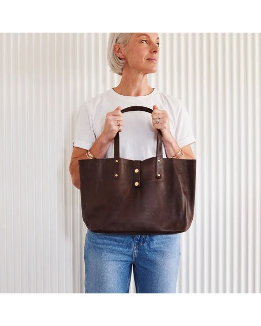 VIDA VIDA Brown Dark Soft Luxury Leather Tote Bag