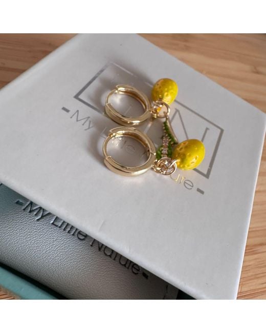 My Little Nature Yellow Hoop Earrings Plated Fruit Earrings With Lemon Charms