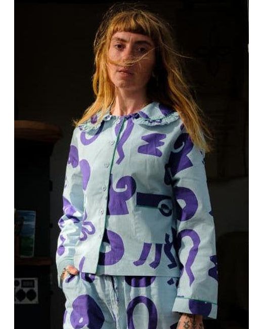 Wild Clouds Blue Organic Cotton Pyjama Shirt