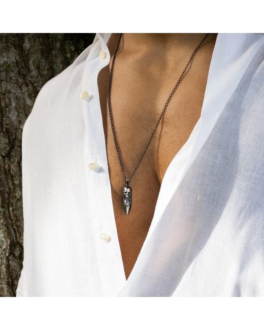 Ebru Jewelry Metallic Skull Fang Sterling Necklace for men