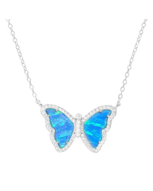 KAMARIA Blue Opal Butterfly Necklace With Stripes