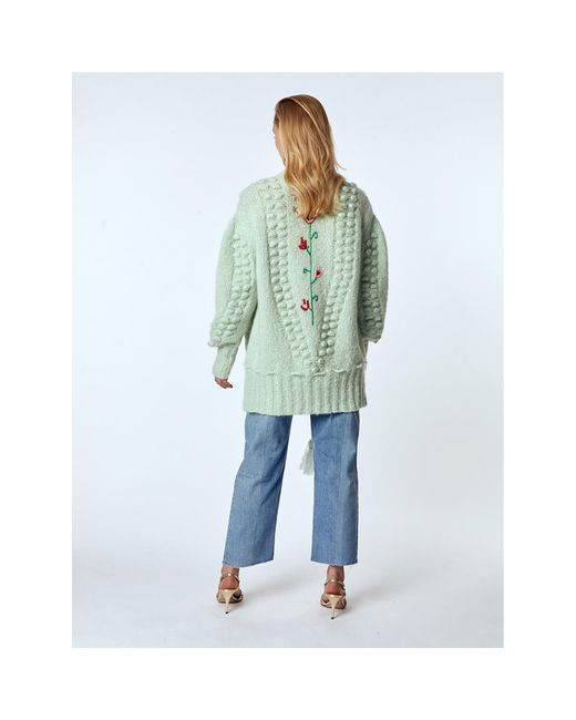 Hayley Menzies Wool Midi Embroidered Cardigan in Green - Save 20% - Lyst