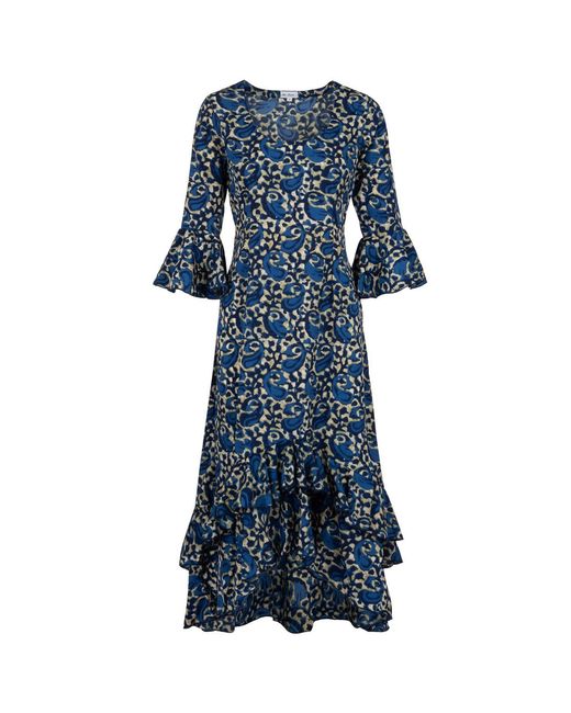 At Last Blue Victoria Midi Dress Swirl