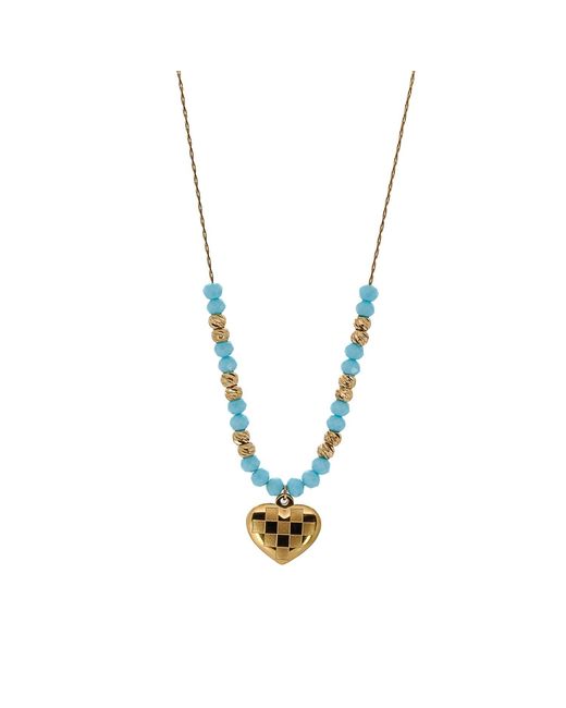 Ebru Jewelry Metallic Love Heart Beaded Necklace