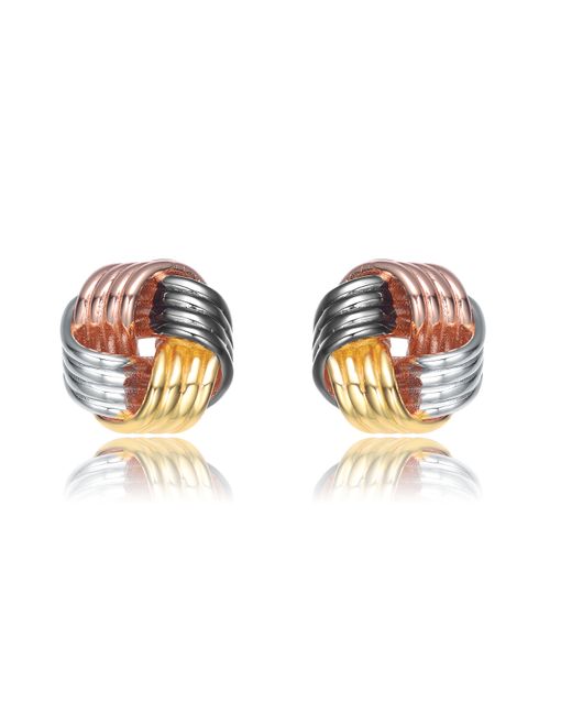 Genevive Jewelry Metallic Sterling Silver Multi Colored Knot Earrings