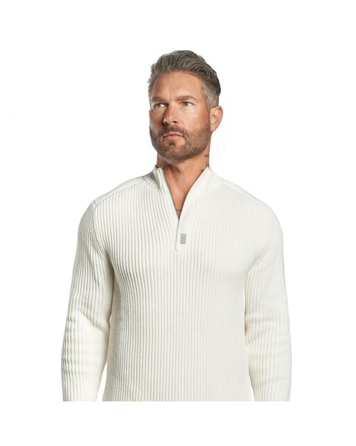 Weston Jon Boucher White Sentry Half Zip Cashmere Wool Slim Fit Sweater Heavyweight for men