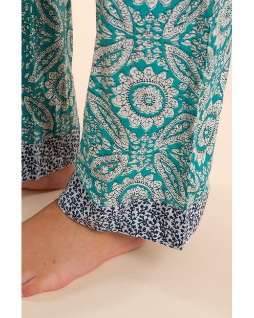 Inara Blue Mediterranean Mosaic Cotton Pyjamas