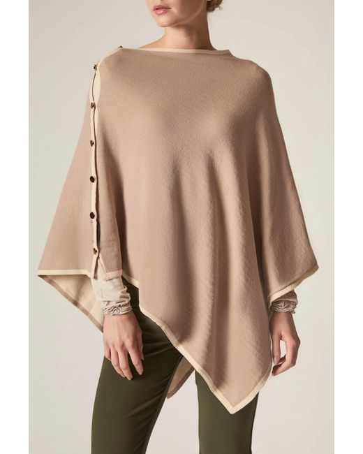 James Lakeland Natural Button Detail Poncho Top