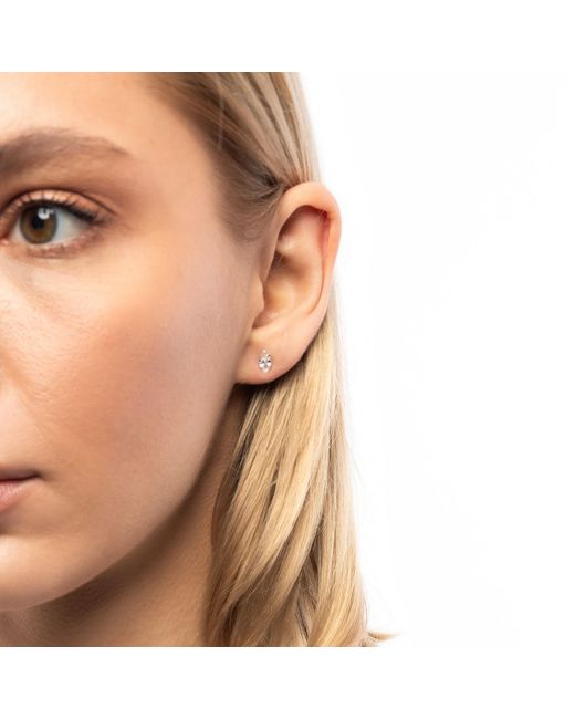Spero London Metallic 9Ct Solid Marquise Stud Earrings