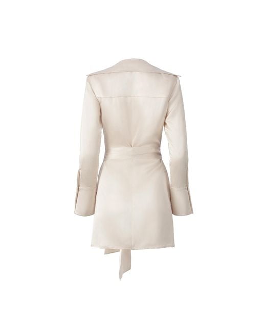 Lita Couture Natural Cream Satin Mini Wrap Dress