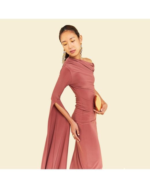 Celestine & Mae Pink Begonia Midaxi Dress