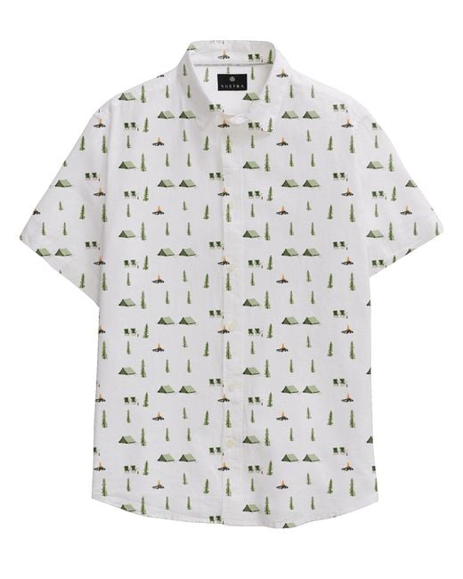 Vustra White Wilderness Explorer Short-Sleeve Button-Down Shirt for men