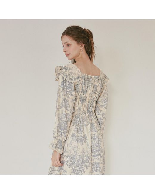 Luna Luz Blue Versailles Modal Cotton Square-Neck Nightdress –