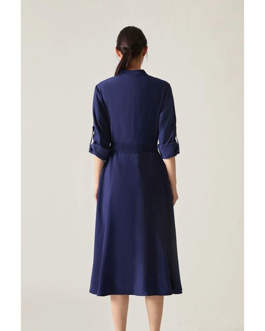 James Lakeland Blue Tie-Waist Midi Dress