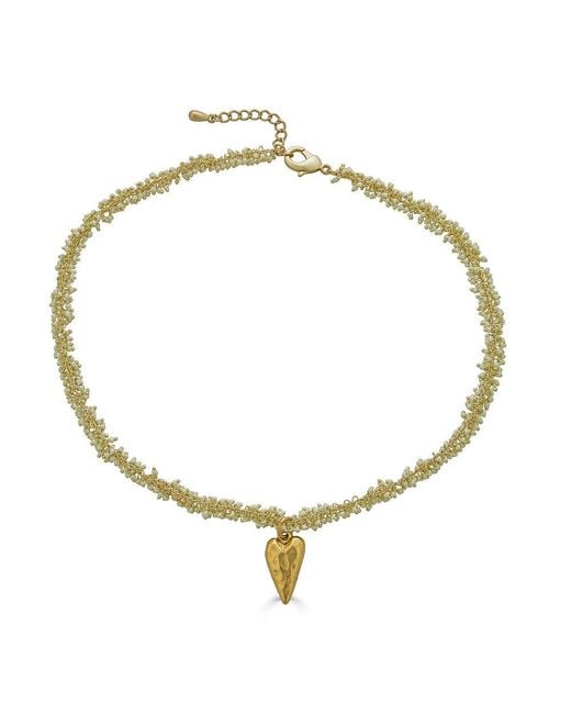 Loni Paul Jewelry Metallic Pearl Drizzle Necklace With Heart Pendant