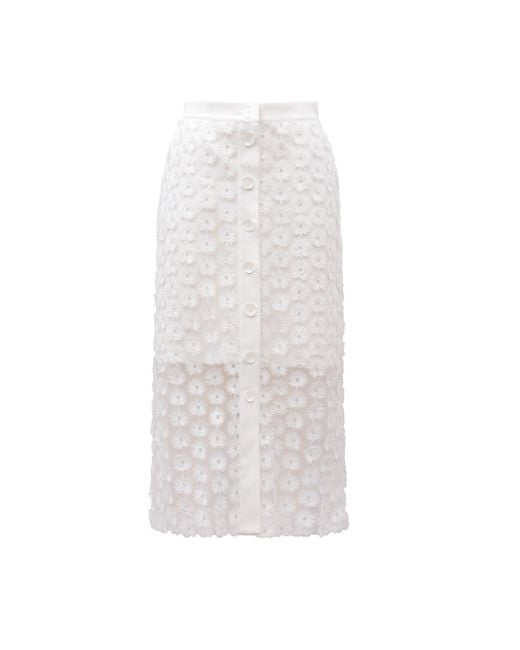 Julia Allert White City Chic Midi Skirt With Floral Mesh