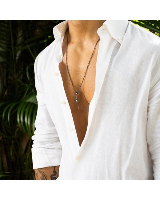 Ebru Jewelry Metallic Skull Blade Warrior Necklace for men