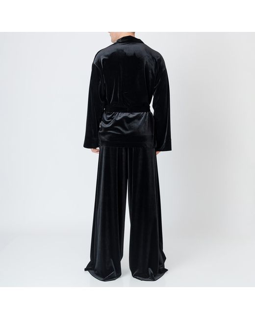 LIA ARAM Black Velvet Belted Wrap Blazer