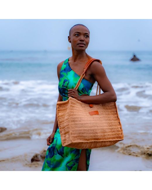 Jurgi Brand Brown Neutrals Handmade Beach Bag With Leather Accents
