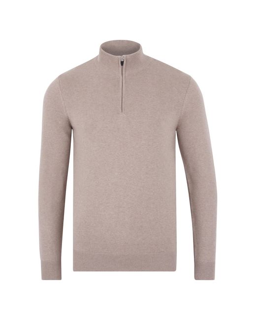 Paul James Knitwear Gray Lightweight Foster Cotton Zip Neck Jumper for men