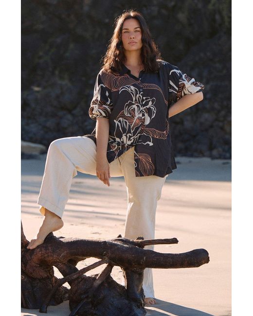 Adrift Clothing Black Jane Collared Shirt