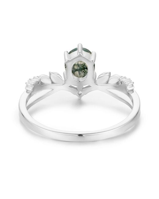 Azura Jewelry New York Green Calla Lily Moss Agate Ring Vermeil