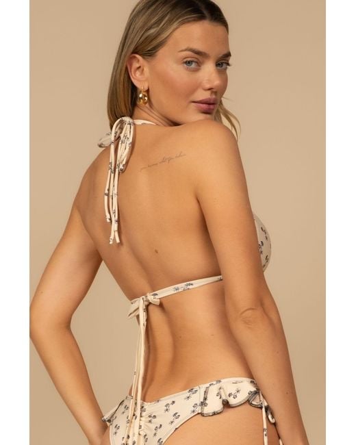 Montce White Cynthia Floral Euro Bow Bikini Top