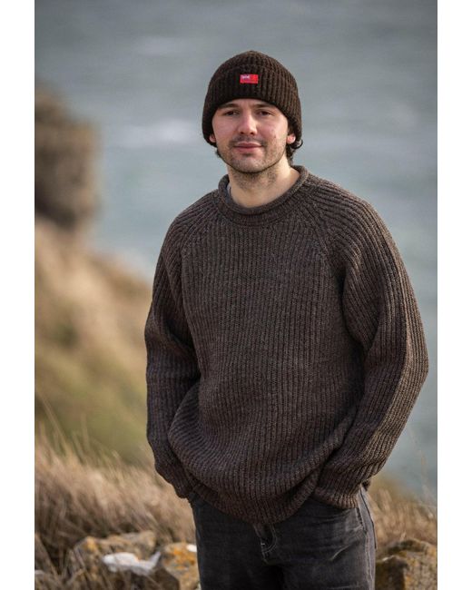 Arthur Beale Brown Neutrals Fisherman Jumper for men