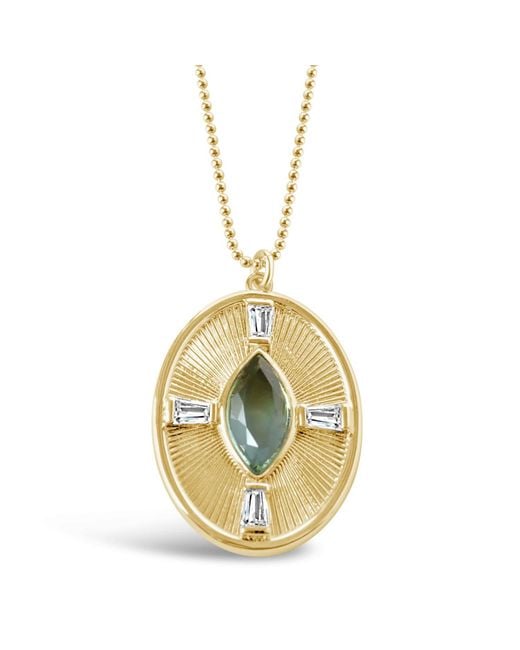 Glamrocks Jewelry Metallic Sunray Necklace- Ocean Quartz