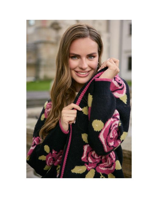Saachi Red Flower Print Multi Cardigan