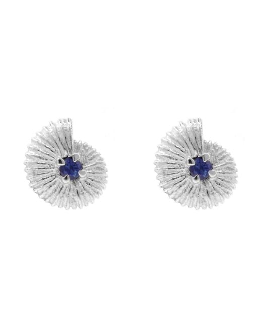 Lee Renee Blue Ammonite Sapphire Earrings