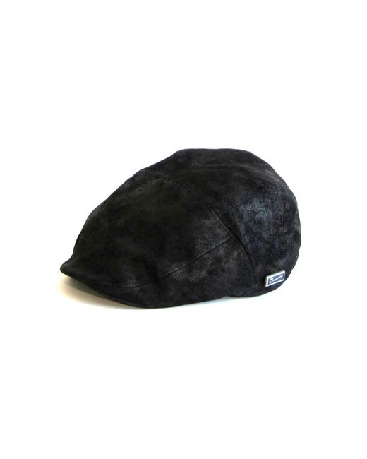 Dasmarca Hats Black Alex Carbon Suede Leather Cap For for men