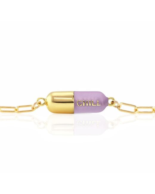 Kris Nations Pink Chill Pill Enamel Bracelet Gold Filled & Peri Lilac Enamel