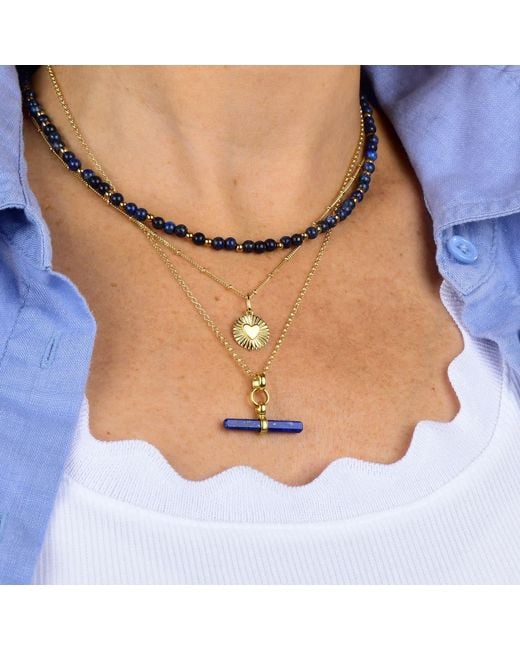Nellou Jewellery White Lapis T Bar Necklace Sterling