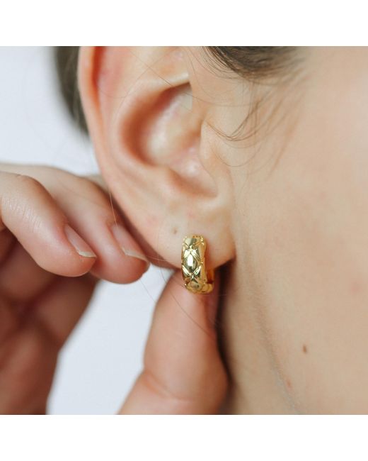 Miss Cecilia Metallic Quilted Huggie Hoop Earrings