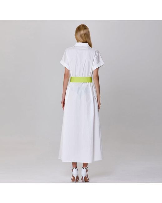 Smart and Joy White Minimalist Shirt Dress And Contrasted Belt