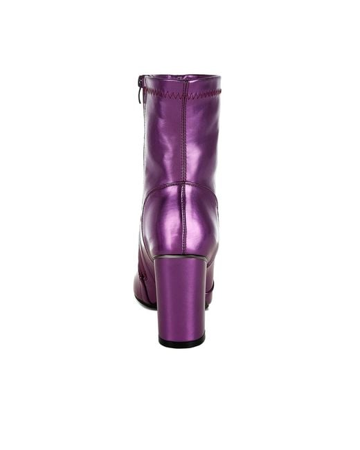 Rag & Co Purple Tirana Metallic Pleather Sock Boots