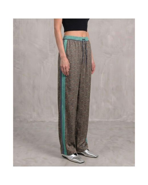 Monzlapur New York Gray Paisley Motif Pant With Stripe- Mint