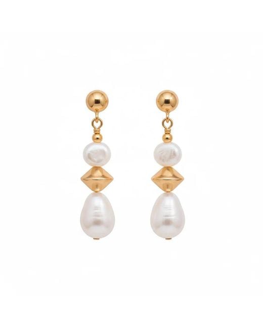 Angel Barocco Metallic Geometric Pearl Drop Earrings