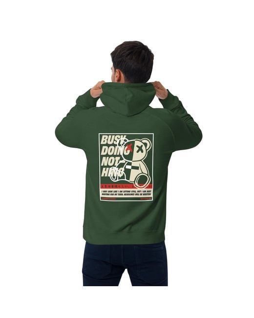 Anchor and Crew Green Bottle Four Busy Doing Nothing Editions Organic Cotton Hoodie for men