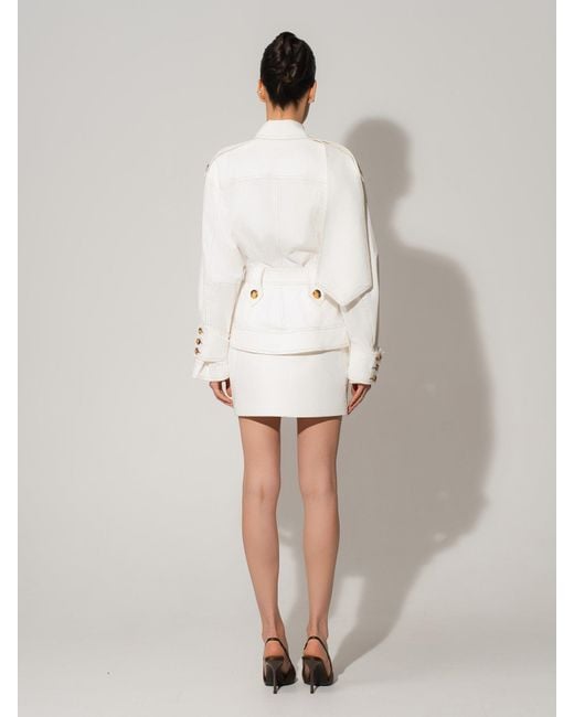 Tia Dorraine White Oversized Belted Trench Jacket & Mini Skirt Set