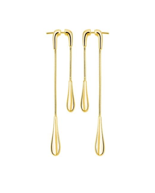 Lucy Quartermaine Metallic Double Drop Earrings Front And Back