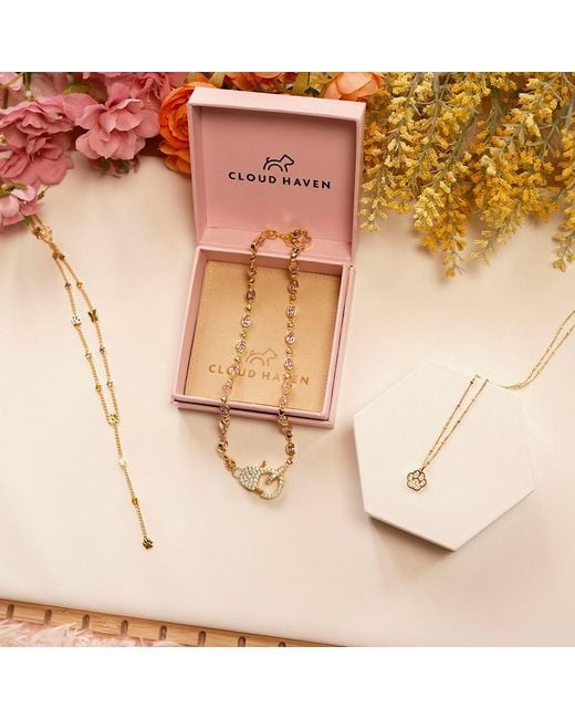 Cloud Haven Metallic Studded Clasp Necklace