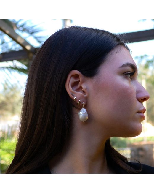 Ebru Jewelry White Bold Baroque Pearl & Stud Earrings