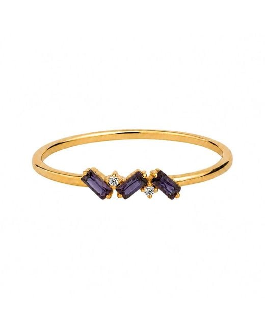 Belinda Jewelz Metallic Alexandrite Triple Baguette Birthstone Ring