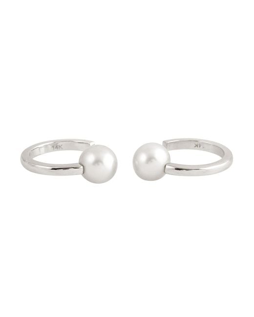 Artisan Metallic 14K Freshwater Pearl Gemstone Ear Cuffs