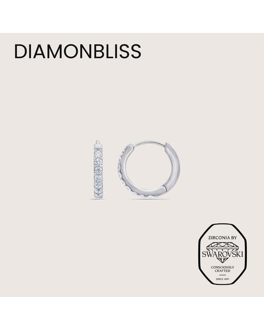 Diamonbliss Metallic Huggies Earrings With Swarovski, Half Carat, Plated
