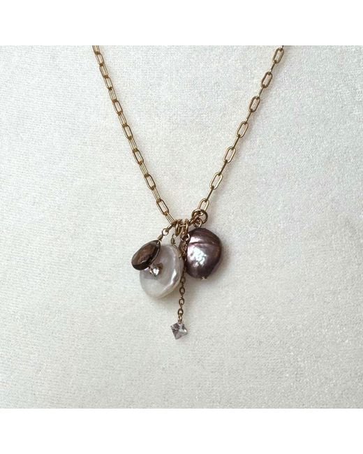 Rare Matters Jewelry Metallic Radiance Charm Coin Pearl Necklace