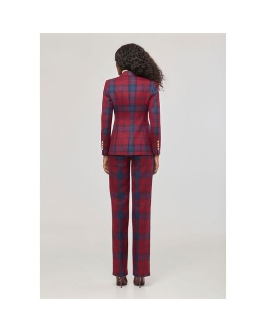 The Extreme Collection Red Checked Blazer With Velvet Lapel Douglas