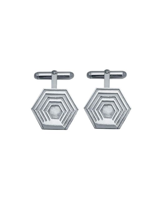 Edge Only Metallic Hexagon Cufflinks Large Sterling for men
